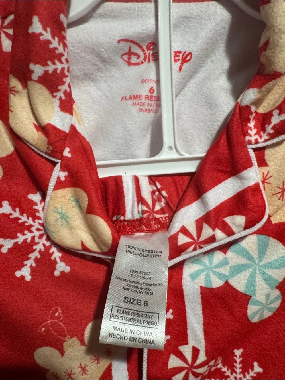 Disney Red Mickey Holiday Print Two-Piece Pajama Set